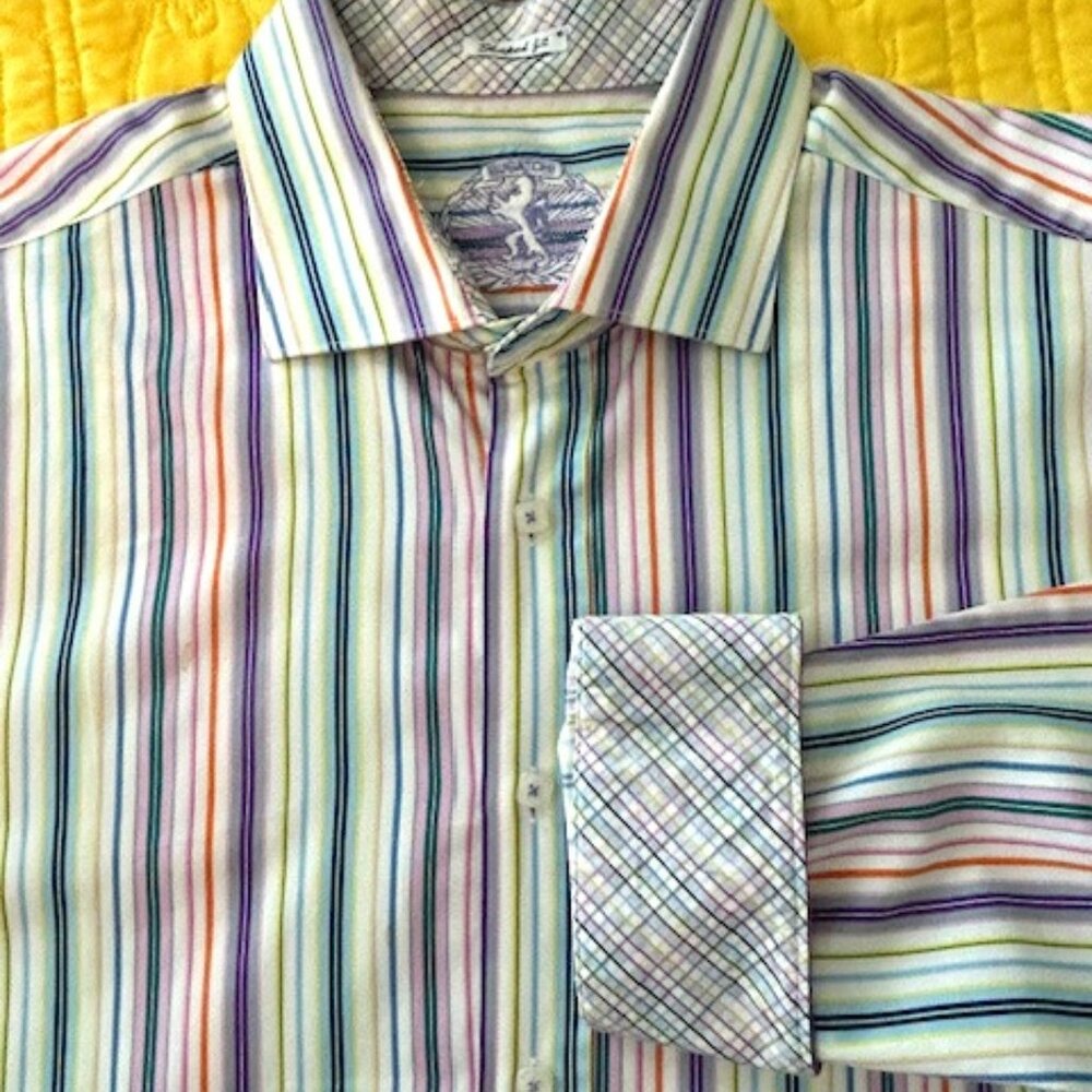 Bugatchi mens XXL candy stripe long sleeve shirt